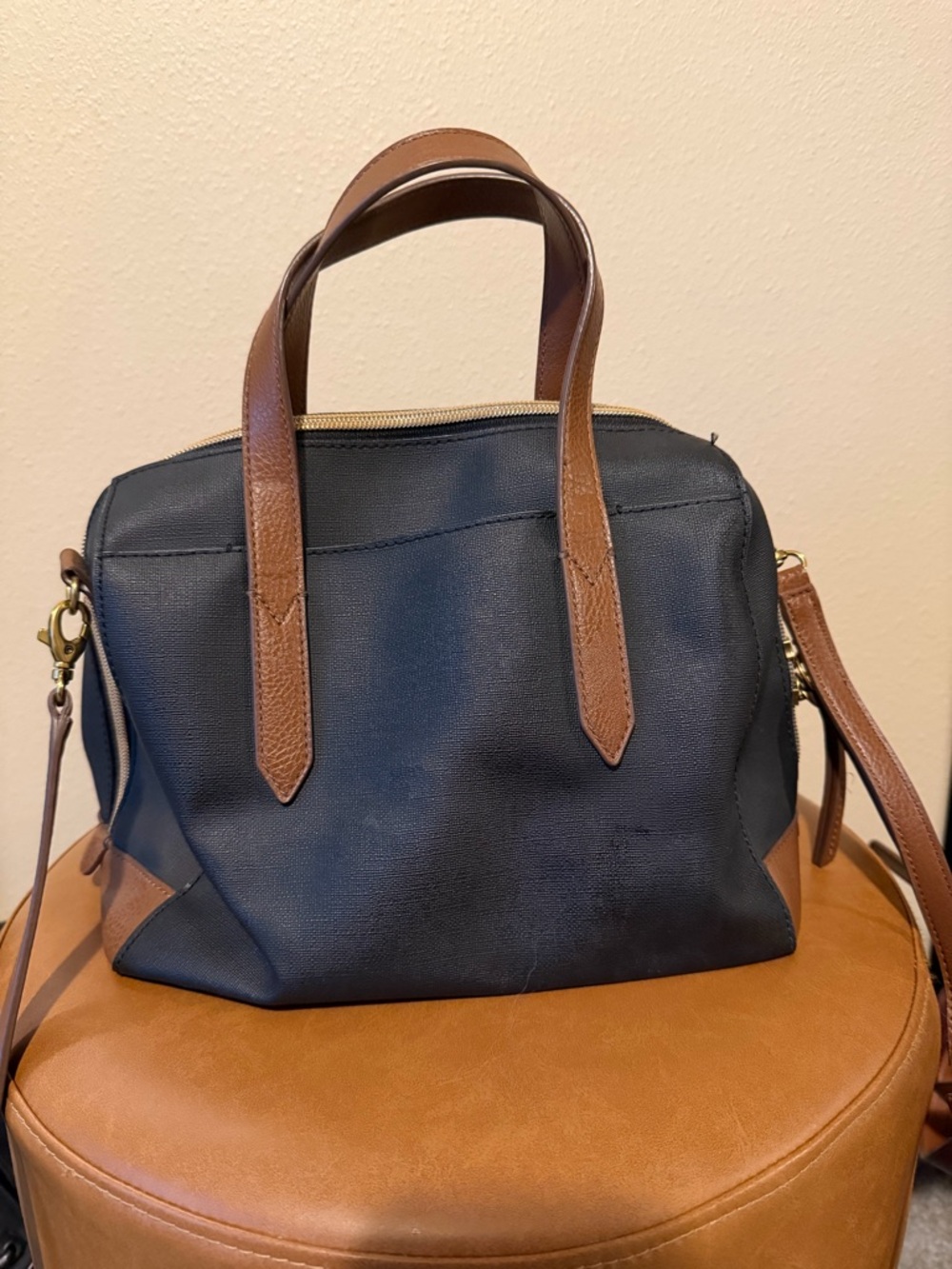 Classic Leather-Accent Satchel